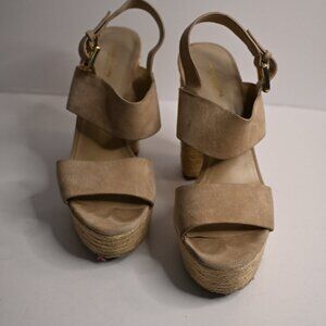 Michael Kors Suede High Heeled Platform Espadrille Sandals